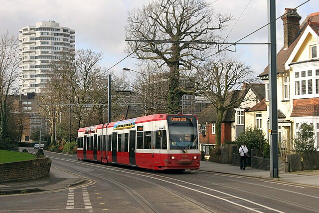 croydon town centre tram in background