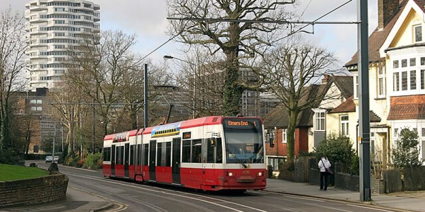 croydon town centre tram in background