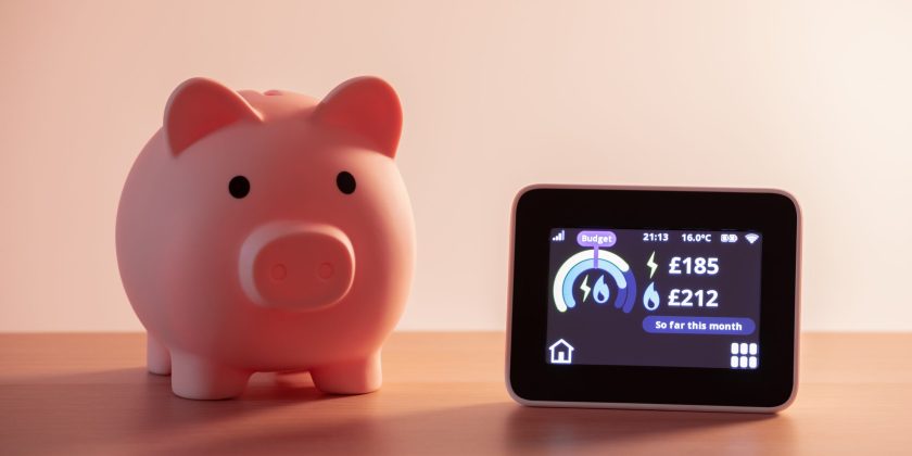 piggy bank and smart metering installation